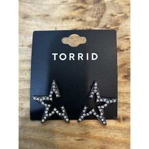 Torrid Pave Half Star Dangle Silver Tone Rhinestone Earrings